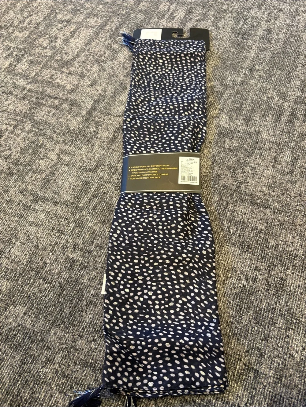 2-in-1 Navy and White Dot Face Mask Scarf